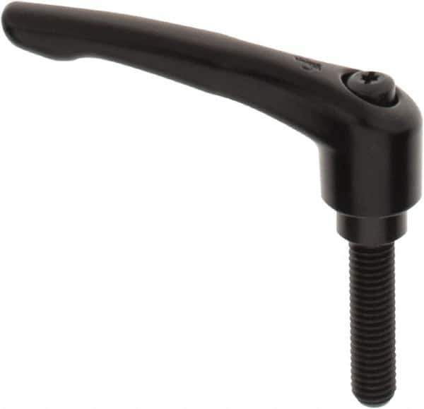 KIPP - 1/2-13, 1.06" Hub Diam, Zinc Die Cast (Steel Components) Threaded Stud Adjustable Clamping Lever - 1.97" Stud Length, 4.29" OAL, 2.48" High - Exact Tool & Supply