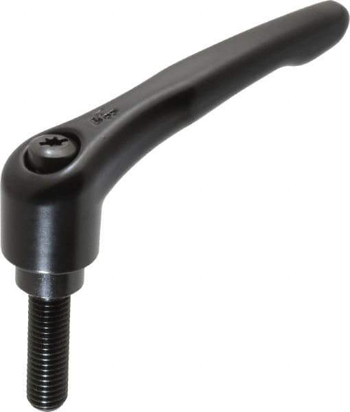 KIPP - M12 x 1.75, 27mm Hub Diam, Zinc Die Cast (Steel Components) Metric Threaded Stud Adjustable Clamping Lever - 40mm Stud Length, 109mm OAL, 63mm High - Exact Tool & Supply