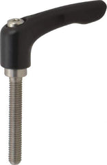 KIPP - M6 x 1.0, 13mm Hub Diam, Zinc Die Cast (Stainless Steel Components) Metric Threaded Stud Adjustable Clamping Lever - 40mm Stud Length, 47mm OAL, 31mm High - Exact Tool & Supply