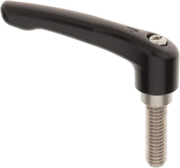 KIPP - 3/8-16, 0.73" Hub Diam, Zinc Die Cast (Stainless Steel Components) Threaded Stud Adjustable Clamping Lever - 1.18" Stud Length, 2.93" OAL, 1.67" High - Exact Tool & Supply