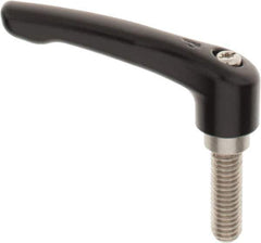 KIPP - 3/8-16, 0.73" Hub Diam, Zinc Die Cast (Stainless Steel Components) Threaded Stud Adjustable Clamping Lever - 1.18" Stud Length, 2.93" OAL, 1.67" High - Exact Tool & Supply