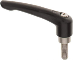 KIPP - 3/8-16, 0.83" Hub Diam, Zinc Die Cast (Stainless Steel Components) Threaded Stud Adjustable Clamping Lever - 0.98" Stud Length, 3.58" OAL, 2.15" High - Exact Tool & Supply
