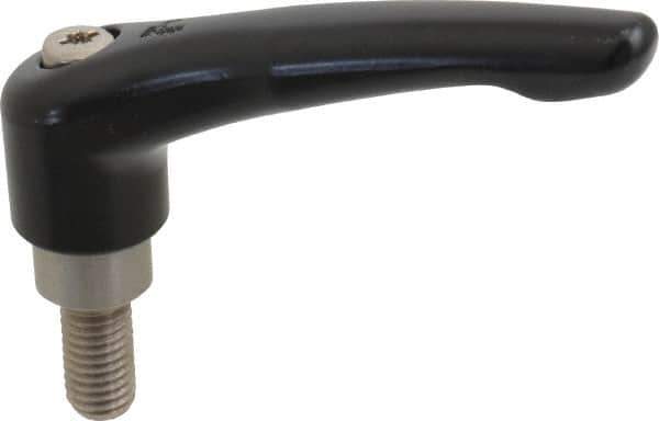 KIPP - M10 x 1.5, 21mm Hub Diam, Zinc Die Cast (Stainless Steel Components) Metric Threaded Stud Adjustable Clamping Lever - 20mm Stud Length, 91mm OAL, 54.5mm High - Exact Tool & Supply