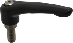 KIPP - 1/2-13, 1.06" Hub Diam, Zinc Die Cast (Stainless Steel Components) Threaded Stud Adjustable Clamping Lever - 1.18" Stud Length, 4.29" OAL, 2.48" High - Exact Tool & Supply