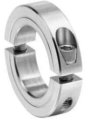 Climax Metal Products - 2-1/16" Bore, Stainless Steel, Two Piece Two Piece Split Shaft Collar - 3-1/4" Outside Diam, 3/4" Wide - Exact Tool & Supply