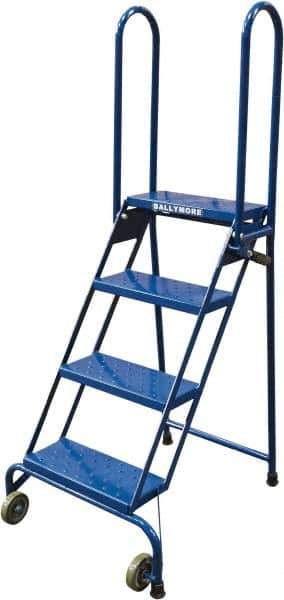 Ballymore - 65" 4 Step Ladder - Portable Folding Safety Ladder, 350 Lb Capacity, 40" Platform Height, 24" Base Width x 30" Base Depth, Perforated Tread - Exact Tool & Supply