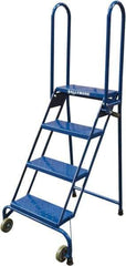 Ballymore - 65" 4 Step Ladder - Portable Folding Safety Ladder, 350 Lb Capacity, 40" Platform Height, 24" Base Width x 30" Base Depth, Perforated Tread - Exact Tool & Supply