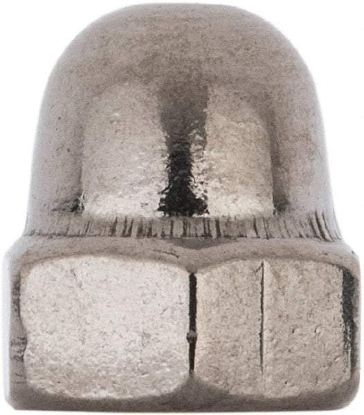 Value Collection - M4x0.7 Metric Coarse, 7mm Width Across Flats, Uncoated, Stainless Steel Acorn Nut - 8mm Overall Height, Austenitic A2, DIN 1587 - Exact Tool & Supply