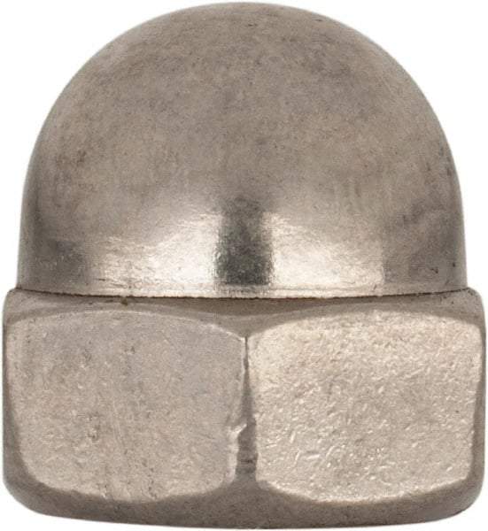 Value Collection - M10x1.5 Metric Coarse, 17mm Width Across Flats, Uncoated, Stainless Steel Acorn Nut - 18mm Overall Height, Austenitic A2, DIN 1587 - Exact Tool & Supply