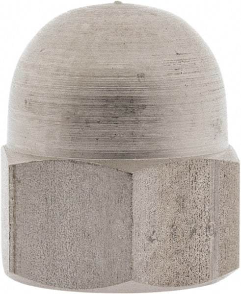 Value Collection - M18x2.5 Metric Coarse, 27mm Width Across Flats, Uncoated, Stainless Steel Acorn Nut - 30mm Overall Height, Austenitic A2, DIN 1587 - Exact Tool & Supply