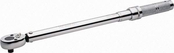 Paramount - 1/2" Drive Micrometer Type Ratchet Head Torque Wrench - 47.4 N/m to 210 N/m Torque, 20" OAL, 1 Ft/Lb Graduation - Exact Tool & Supply