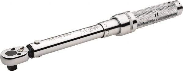 Paramount - 3/8" Drive Micrometer Type Ratchet Head Torque Wrench - 6.2 N/m to 29 N/m Torque, 11-1/2" OAL, 1 In/Lb Graduation - Exact Tool & Supply