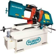 Clausing - 9 x 14-1/2" Max Capacity, Manual Variable Speed Pulley Horizontal Bandsaw - 50 to 295 SFPM Blade Speed, 110/220 Volts, 45°, 1.5 hp, 1 Phase - Exact Tool & Supply