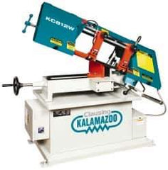 Clausing - 7 x 14" Max Capacity, Manual Step Pulley Horizontal Bandsaw - 59, 96, 155 & 260 SFPM Blade Speed, 110/220 Volts, 45°, 1 hp, 1 Phase - Exact Tool & Supply