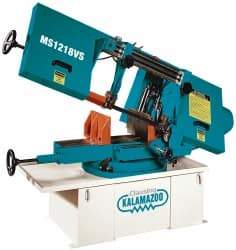 Clausing - 10 x 16" Max Capacity, Semi-Automatic Variable Speed Pulley Horizontal Bandsaw - 80 to 360 SFPM Blade Speed, 230/460 Volts, 45°, 2 hp, 3 Phase - Exact Tool & Supply