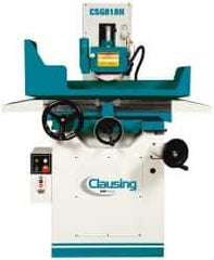 Clausing - 18 Inch Long x 8 Inch Wide Table, 3 Phase, Manual Floor Machine Surface Grinder - 2 hp, 3,450 RPM Spindle Speed, 230/460 Volts, 71 Inch Overall Length, 1-1/4 Inch Arbor Hole Diameter - Exact Tool & Supply