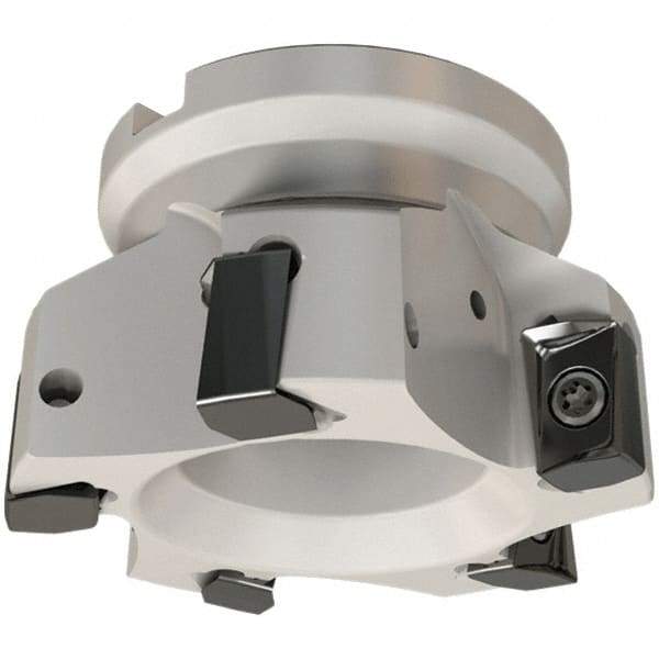 Iscar - 4 Inserts, 50mm Cut Diam, 22mm Arbor Diam, 16.3mm Max Depth of Cut, Indexable Square-Shoulder Face Mill - 0/90° Lead Angle, 40mm High, H490 AN.X 17 Insert Compatibility, Through Coolant, Series Helido - Exact Tool & Supply