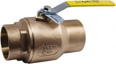 Conbraco - 1-1/2" Pipe, Standard Port, Lead Free Bronze Standard Ball Valve - 2 Piece, Solder x Solder Ends, Lever Handle, 600 WOG, 150 WSP - Exact Tool & Supply