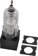 PRO-SOURCE - 1/4" Port, 4.64" High x 1-1/2" Wide, Compact FRL Filter with Polycarbonate Bowl & Manual Drain - 30 SCFM, 150 Max psi, 125°F Max, Modular Connection, 1 oz Bowl Capacity - Exact Tool & Supply