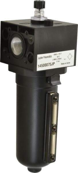 PRO-SOURCE - 3/4 NPT Port, 250 Max psi, Heavy-Duty Lubricator - Metal Bowl with Sight Glass, Aluminum Body, 240 CFM, 175°F Max, 3.62" Wide x 11.81" High - Exact Tool & Supply