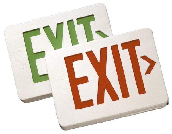Mule - 1 Face, 2 Watt, White, Polycarbonate, LED, Illuminated Exit Sign - 120/277 VAC, No Battery Backup, Universal Mounted, 12 Inch Long x 1-1/2 Inch Wide x 7-1/2 Inch High - Exact Tool & Supply