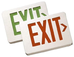 Mule - 1 Face, 2 Watt, White, Polycarbonate, LED, Illuminated Exit Sign - 120/277 VAC, No Battery Backup, Universal Mounted, 12 Inch Long x 1-1/2 Inch Wide x 7-1/2 Inch High - Exact Tool & Supply