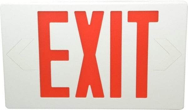 Mule - 1 Face, 5 Watt, White, Polycarbonate, LED, Illuminated Exit Sign - 120/277 VAC, Nickel Cadmium, Universal Mounted, 12 Inch Long x 1-1/2 Inch Wide x 7-1/2 Inch High - Exact Tool & Supply