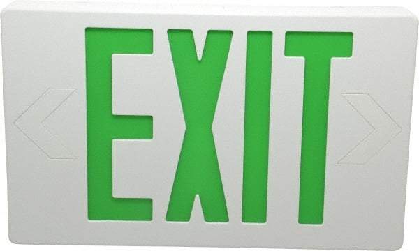 Mule - 1 Face, 5 Watt, White, Polycarbonate, LED, Illuminated Exit Sign - 120/277 VAC, Nickel Cadmium, Universal Mounted, 12 Inch Long x 1-1/2 Inch Wide x 7-1/2 Inch High - Exact Tool & Supply