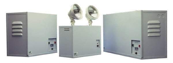 Mule - 2 Head, 120/277 VAC, Steel, Halogen Emergency Lighting Unit - 250 Watt, 16-1/4 Inch Long x 8 Inch Wide x 16-3/4 Inch High, Remote Head, Sealed Lead Calcium Battery - Exact Tool & Supply