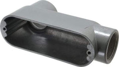 Thomas & Betts - LB Body, 1-1/2" Trade, IMC, Rigid Aluminum Conduit Body - Oval, 7-7/8" OAL, 32 cc Capacity, Gray - Exact Tool & Supply