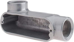 Thomas & Betts - LL Body, 1" Trade, IMC, Rigid Aluminum Conduit Body - Oval, 4-7/8" OAL, 11.8 cc Capacity, Gray - Exact Tool & Supply