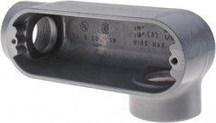 Thomas & Betts - LL Body, 1-1/4" Trade, IMC, Rigid Aluminum Conduit Body - Oval, 6-1/2" OAL, 32 cc Capacity, Gray - Exact Tool & Supply