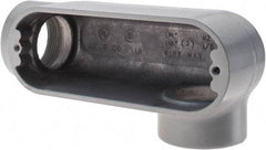 Thomas & Betts - LL Body, 1-1/2" Trade, IMC, Rigid Aluminum Conduit Body - Oval, 6-1/2" OAL, 32 cc Capacity, Gray - Exact Tool & Supply