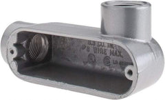 Thomas & Betts - LR Body, 1-1/2" Trade, IMC, Rigid Aluminum Conduit Body - Oval, 6-1/2" OAL, 32 cc Capacity, Gray - Exact Tool & Supply