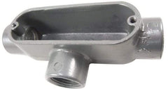 Thomas & Betts - T Body, 2" Trade, IMC, Rigid Aluminum Conduit Body - Oval, 10-3/16" OAL, 69-1/2 cc Capacity, Gray - Exact Tool & Supply