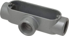 Thomas & Betts - T Body, 1" Trade, IMC, Rigid Aluminum Conduit Body - Oval, 5-15/16" OAL, 11.8 cc Capacity, Gray - Exact Tool & Supply