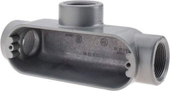 Thomas & Betts - T Body, 1-1/4" Trade, IMC, Rigid Aluminum Conduit Body - Oval, 7-7/8" OAL, 32 cc Capacity, Gray - Exact Tool & Supply