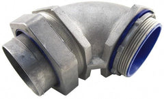Thomas & Betts - 3-1/2" Trade, Die Cast Zinc Compression Angled FMC & Liquidtight Conduit Connector - Partially Insulated - Exact Tool & Supply