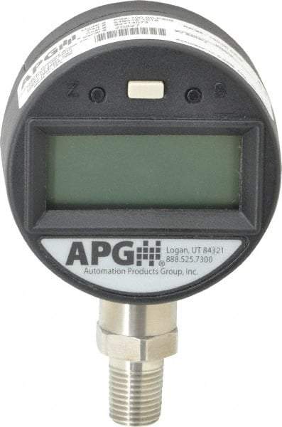 Made in USA - 2-1/2" Dial, 1/4 Thread, 0-100 Scale Range, Pressure Gauge - Lower Connection Mount, Accurate to 0.25% of Scale - Exact Tool & Supply