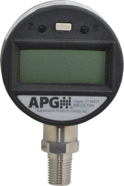 Made in USA - 2-1/2" Dial, 1/4 Thread, 0-300 Scale Range, Pressure Gauge - Lower Connection Mount, Accurate to 0.25% of Scale - Exact Tool & Supply