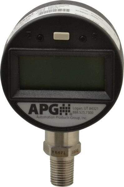 Made in USA - 2-1/2" Dial, 1/4 Thread, 0-60 Scale Range, Pressure Gauge - Lower Connection Mount, Accurate to 0.25% of Scale - Exact Tool & Supply