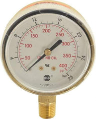 Miller-Smith - 1/4 Inch NPT, 400 Max psi, Brass Case Cylinder Pressure Gauge - 2-1/2 Inch Dial Diameter - Exact Tool & Supply