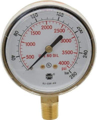 Miller-Smith - 1/4 Inch NPT, 4,000 Max psi, Brass Case Cylinder Pressure Gauge - 2-1/2 Inch Dial Diameter - Exact Tool & Supply