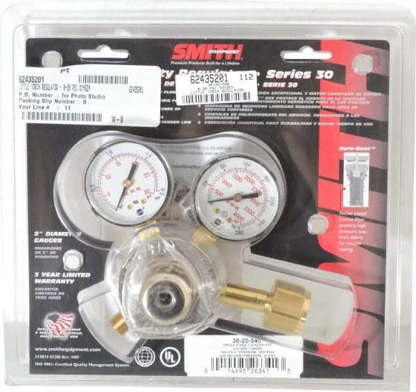 Miller-Smith - 540 CGA Inlet Connection, Female Fitting, 20 Max psi, Oxygen Welding Regulator - 3,000 Max psi Inlet - Exact Tool & Supply