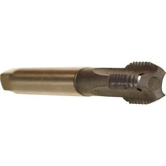 Emuge - 7/16-14 UNC 2BX 3 Flute TiCN Finish Cobalt Straight Flute Machine Tap - Modified Bottoming, Right Hand Thread, 3.937" OAL, 0.866" Thread Length, Oversize, Through Coolant - Exact Tool & Supply
