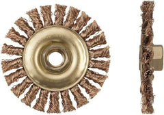 Ampco - 6" OD, 5/8-11 Arbor Hole, Knotted Phosphorus Bronze Alloy Wheel Brush - 6" Face Width, 1-1/4" Trim Length, 9,000 RPM - Exact Tool & Supply