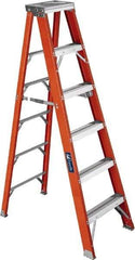Louisville - 5 Steps, 5' High, Type IAA Rating, Fiberglass Step Ladder - 375 Lb Capacity, 20-5/16" Base Width - Exact Tool & Supply
