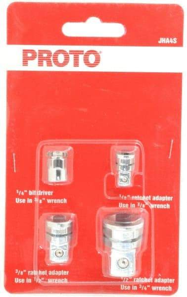 Proto - 1/4, 3/8, 1/2" Drive, Ratcheting Wrench Adapter Set Inch - 1-1/8" OAL - Exact Tool & Supply