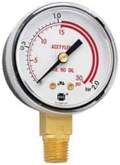 Miller-Smith - 1/4 Inch NPT, 6,000 Max psi, Steel Case Cylinder Pressure Gauge - 2 Inch Dial Diameter, All Gases - Exact Tool & Supply