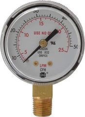 Miller-Smith - 1/4 Inch NPT, Steel Case Cylinder Pressure Gauge - 2 Inch Dial Diameter, Inert Gases - Exact Tool & Supply